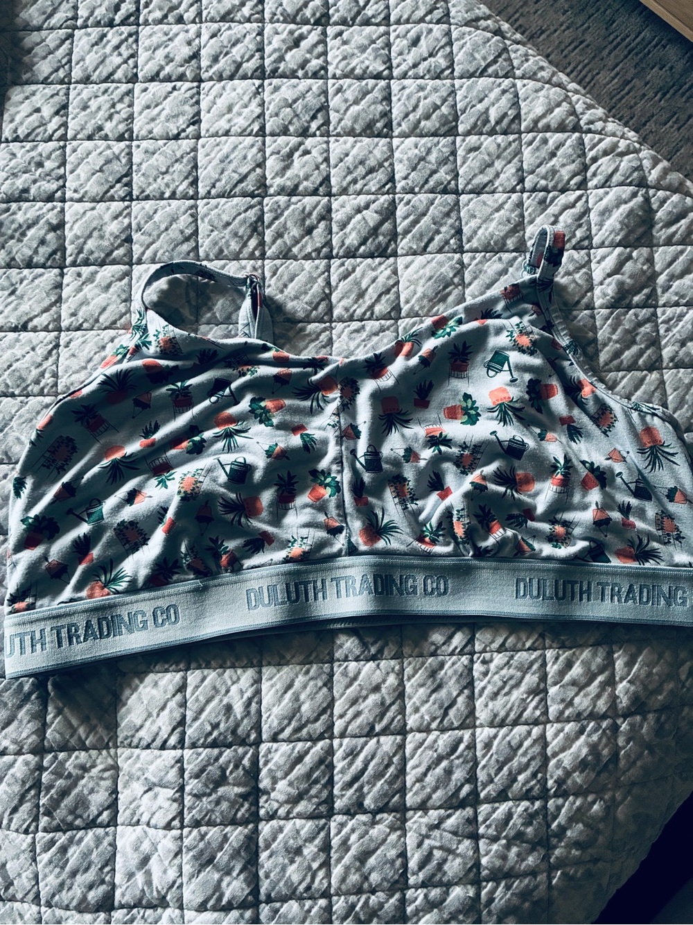 Duluth Trading Co. Light Gray Pineapple Print Bralette